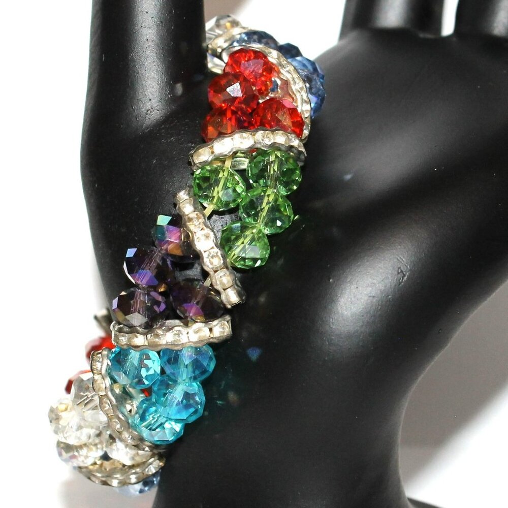 Stretchy Multi Colored Glass Beads Bracelet